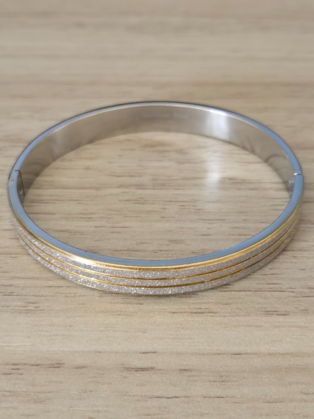 Michael Anthony Two-Tone Textured Hinged Bangle Bracelet NWT Gift Box